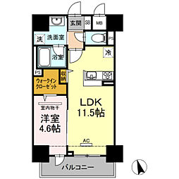 リモッカ大手町 2階1LDKの間取り