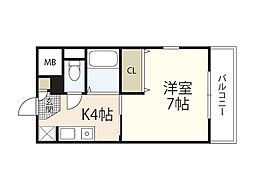 サンコート古江 3階1Kの間取り