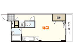 外田ビル 2階ワンルームの間取り
