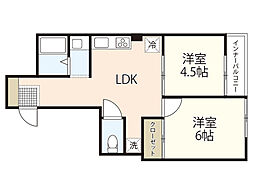 十日市ビル2 2DKの間取図画像