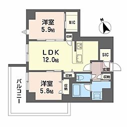 ラヴェール横川 4階2LDKの間取り