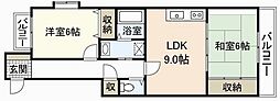 KM2ビル 4階2LDKの間取り