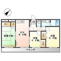 サンコーポ原本 2階3DKの間取り