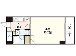 ヴィラくすの木 6階1Kの間取り