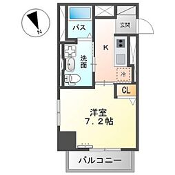 サンライズ昭和 4階1Kの間取り