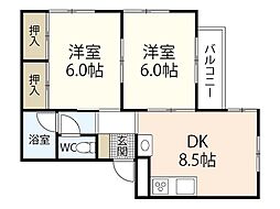 細川ビル 2DKの間取図画像