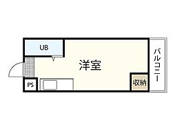 コウノビル ワンルームの間取図画像