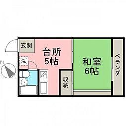 みゆきハイツ 1DKの間取図画像