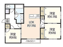 アベックスハイム井口明神A 3LDKの間取図画像