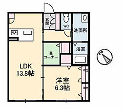 サンシティ水野 1LDKの間取図画像