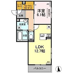 リバーフロント羽衣 1LDKの間取図画像