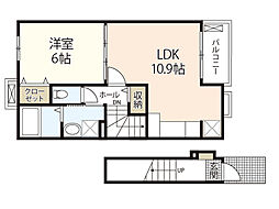 ベルフルール 1LDKの間取図画像