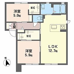 Y'sEBAC 2LDKの間取図画像