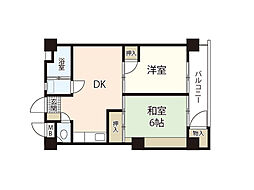第2間ビル 2DKの間取図画像