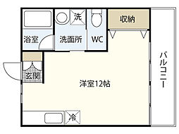 白樺マンション ワンルームの間取図画像