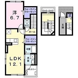 カーサ・エーデルワイス 1LDKの間取図画像