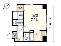 シミズビル2 1Kの間取図画像
