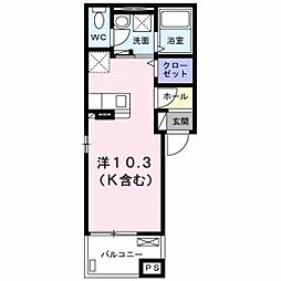 サン・ガーデン・ハウス2 ワンルームの間取図画像