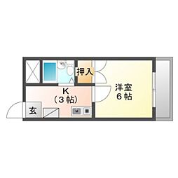 ベル旭町 1Kの間取図画像