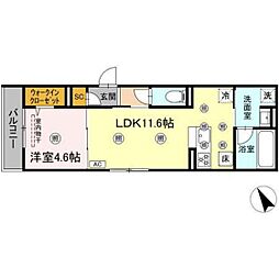 ルミエ西川口 1LDKの間取図画像