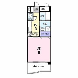 サニーヒルズK 1Kの間取図画像