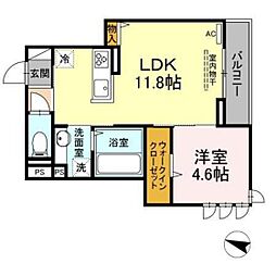 リュトモス西旭 1LDKの間取図画像