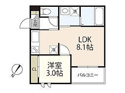 レガリストアカシア東高須 1LDKの間取図画像