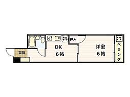 桑原コーポ3 1DKの間取図画像