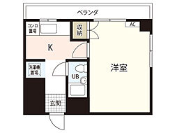 グリーンマンション 1DKの間取図画像