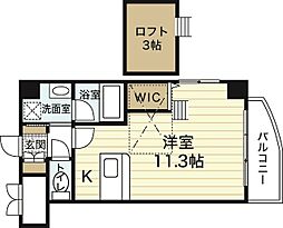 グランドポレストーネ竹屋 ワンルームの間取図画像