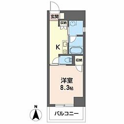 GoldCourt楽々園 1Kの間取図画像