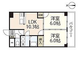 セポ草津南 2LDKの間取図画像