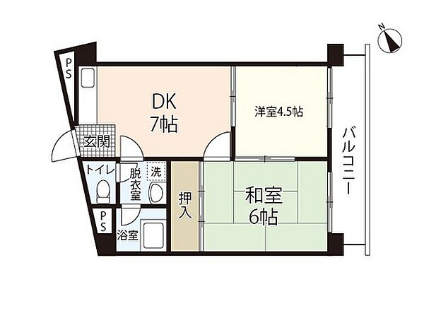 東宝ビル ｜広島県広島市中区大手町5丁目(賃貸マンション2DK・2階・35.44㎡)の写真 その2