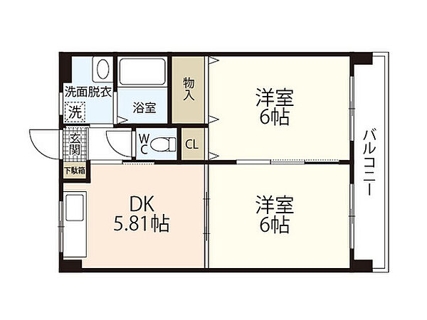 広島県広島市南区翠3丁目(賃貸マンション2DK・4階・40.00㎡)の写真 その2