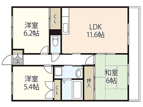 アブニール矢野 ｜広島県広島市安芸区矢野南5丁目(賃貸マンション3LDK・2階・65.03㎡)の写真 その2