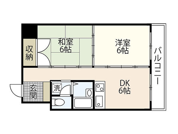 コーナービル ｜広島県広島市中区住吉町(賃貸マンション2DK・6階・43.20㎡)の写真 その2