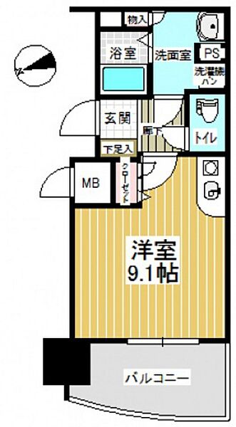 ランドマークシティ相生橋 ｜広島県広島市中区本川町2丁目(賃貸マンション1R・3階・27.28㎡)の写真 その2