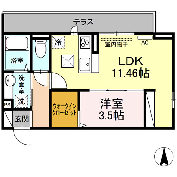 ジョイアス　スマート西条 ｜広島県東広島市西条大坪町(賃貸アパート1LDK・1階・37.68㎡)の写真 その2