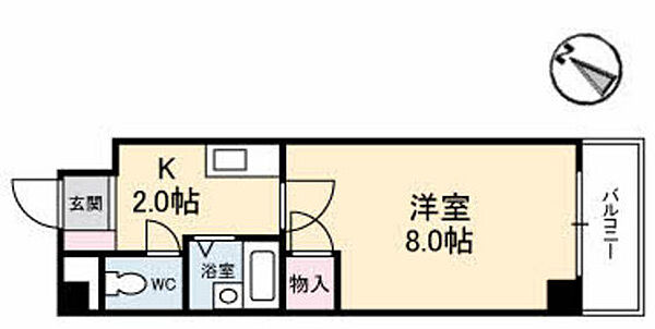 グランドール宮の町 ｜広島県安芸郡府中町宮の町1丁目(賃貸マンション1K・2階・24.51㎡)の写真 その2