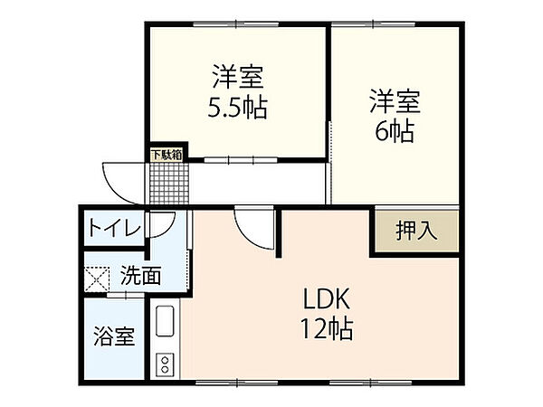 ウィンディア小林A棟 ｜広島県広島市安芸区矢野南4丁目(賃貸アパート2LDK・1階・52.66㎡)の写真 その2