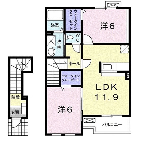 タルガD ｜広島県東広島市西条町吉行(賃貸アパート2LDK・2階・58.80㎡)の写真 その2