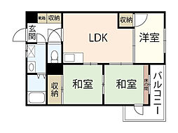 倉本ビル 5階3LDKの間取り