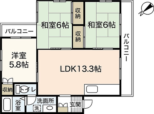 Casa＆N古江西町 ｜広島県広島市西区古江西町(賃貸アパート3LDK・2階・64.00㎡)の写真 その2