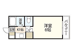 エスカリア中山南 3階1Kの間取り