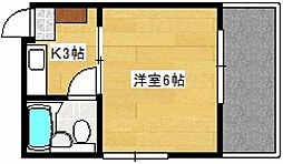 第2古田ビル 3階1Kの間取り