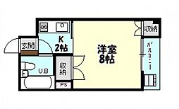 角谷ビル 1Kの間取図画像