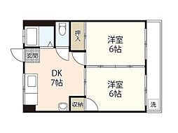 コーポ大本 4階2LDKの間取り