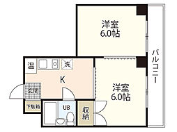 第3福助マンション 2Kの間取図画像