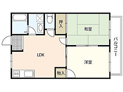 レジデンス中央　A棟 2階2LDKの間取り