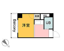 クオレマンションクサツ 2階1Kの間取り
